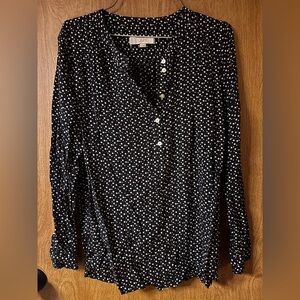 LOFT Black and White Polka Dot Blouse